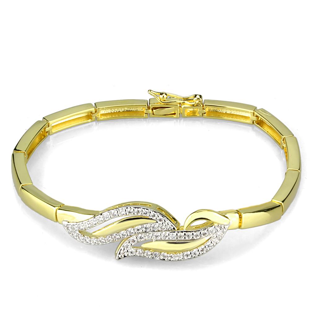 Gold+Rhodium Brass Set w/ Clear CZ