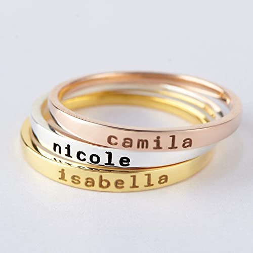 Stackable Mom Rings, Mother Ring, Stacking Rings Name, Kids Name Ring