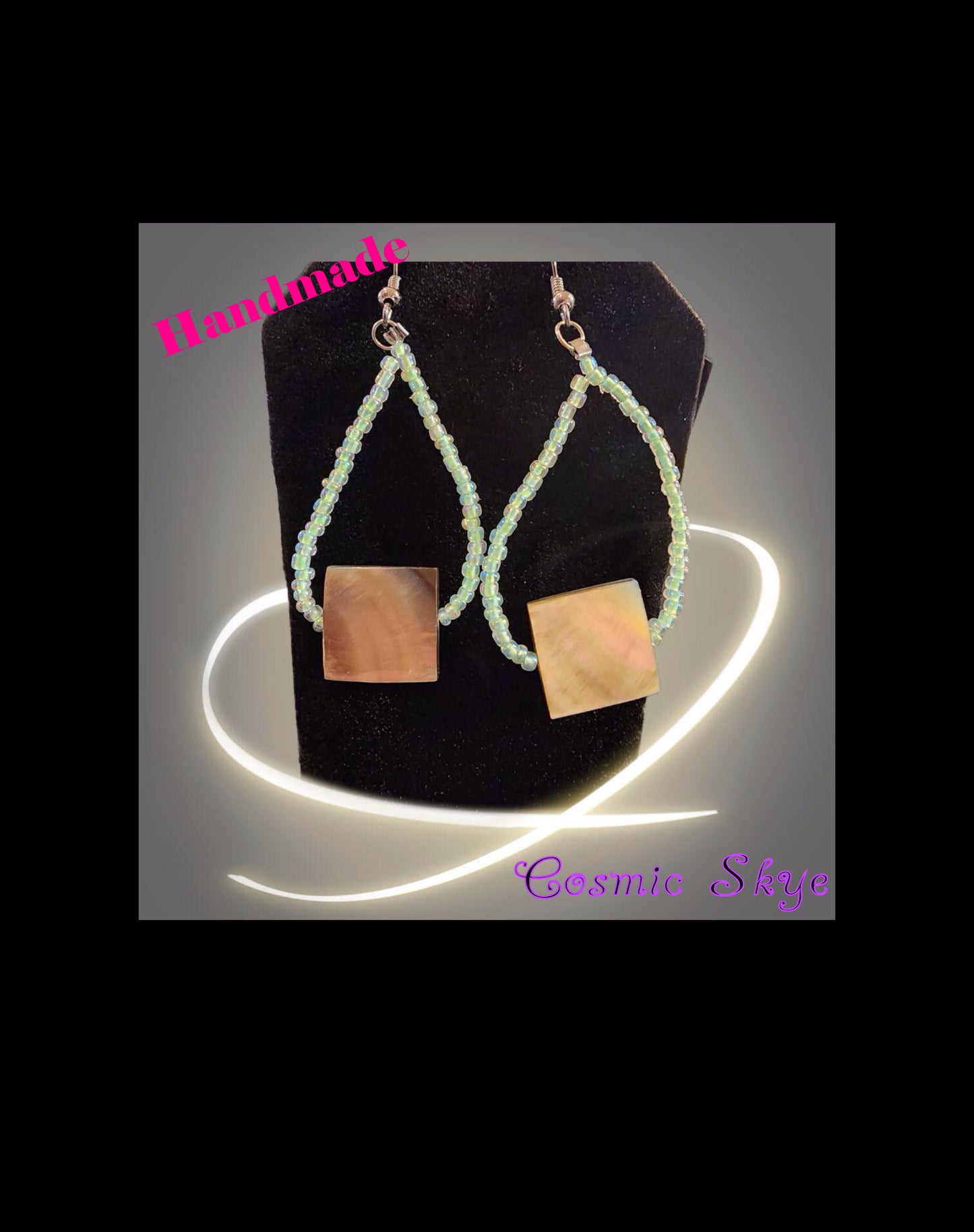 Square Shell & Beaded Earrings