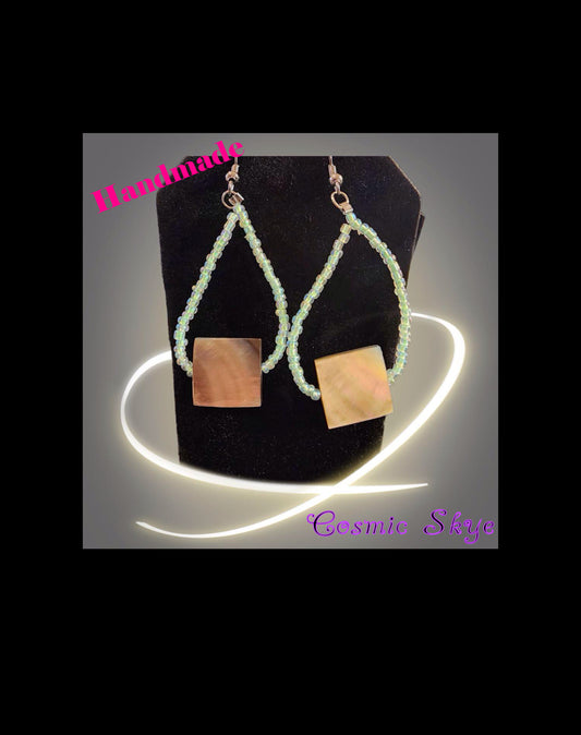 Square Shell & Beaded Earrings