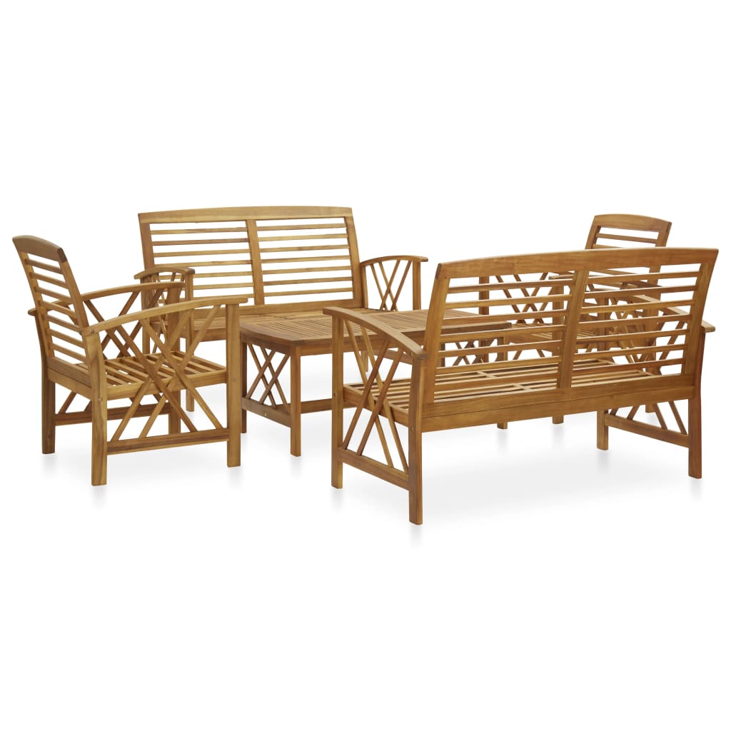 5 Piece Garden Lounge Set with Cushions Solid Acacia Wood