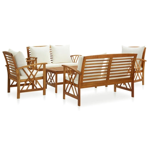 5 Piece Garden Lounge Set with Cushions Solid Acacia Wood