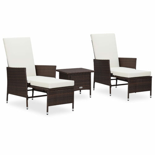 3 Piece Garden Lounge Set with Cushions Poly Rattan Black