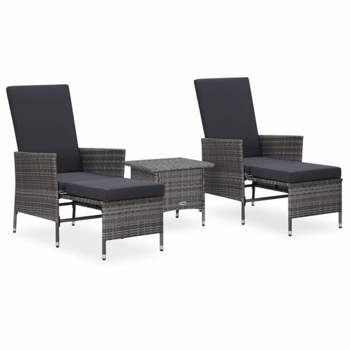 3 Piece Garden Lounge Set with Cushions Poly Rattan Black