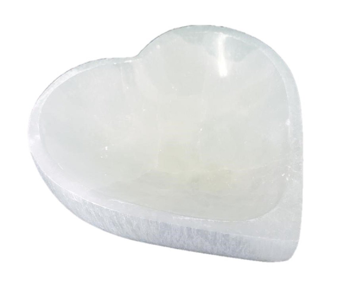 Selenite Heart Bowl 4"