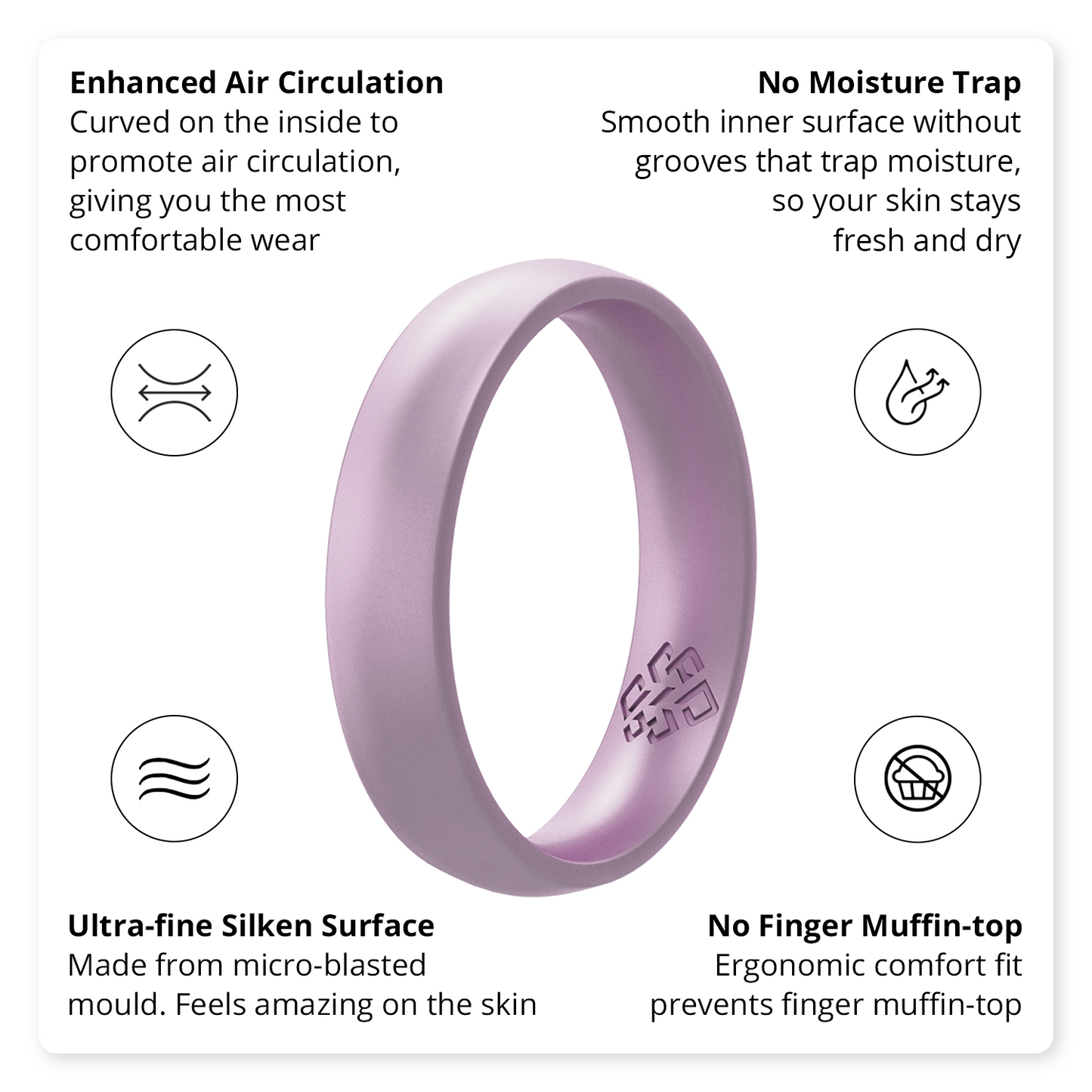 Lavender Purple - Pearly Breathable Silicone Ring For Women