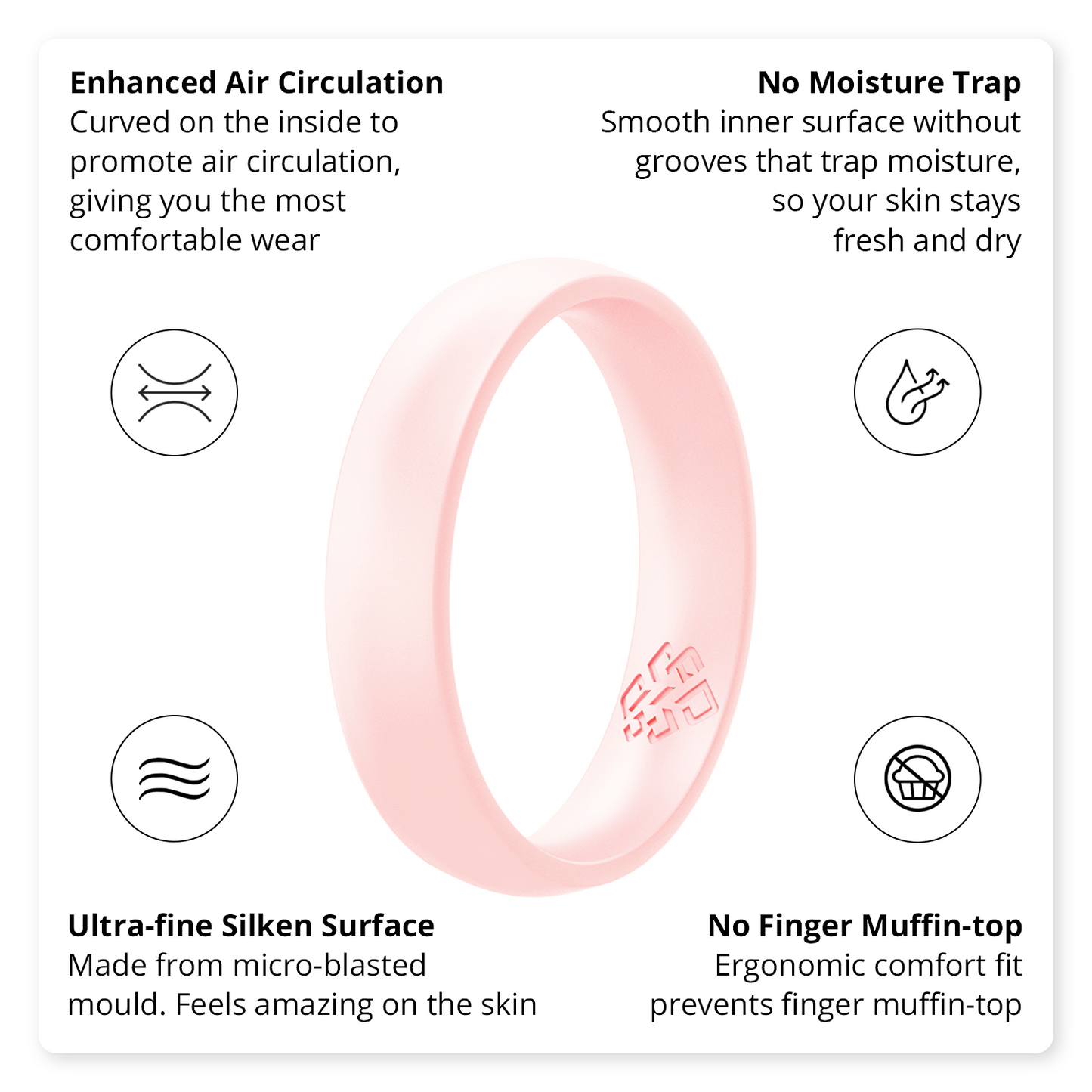 Pearly Pink Breathable Silicone Ring For Women