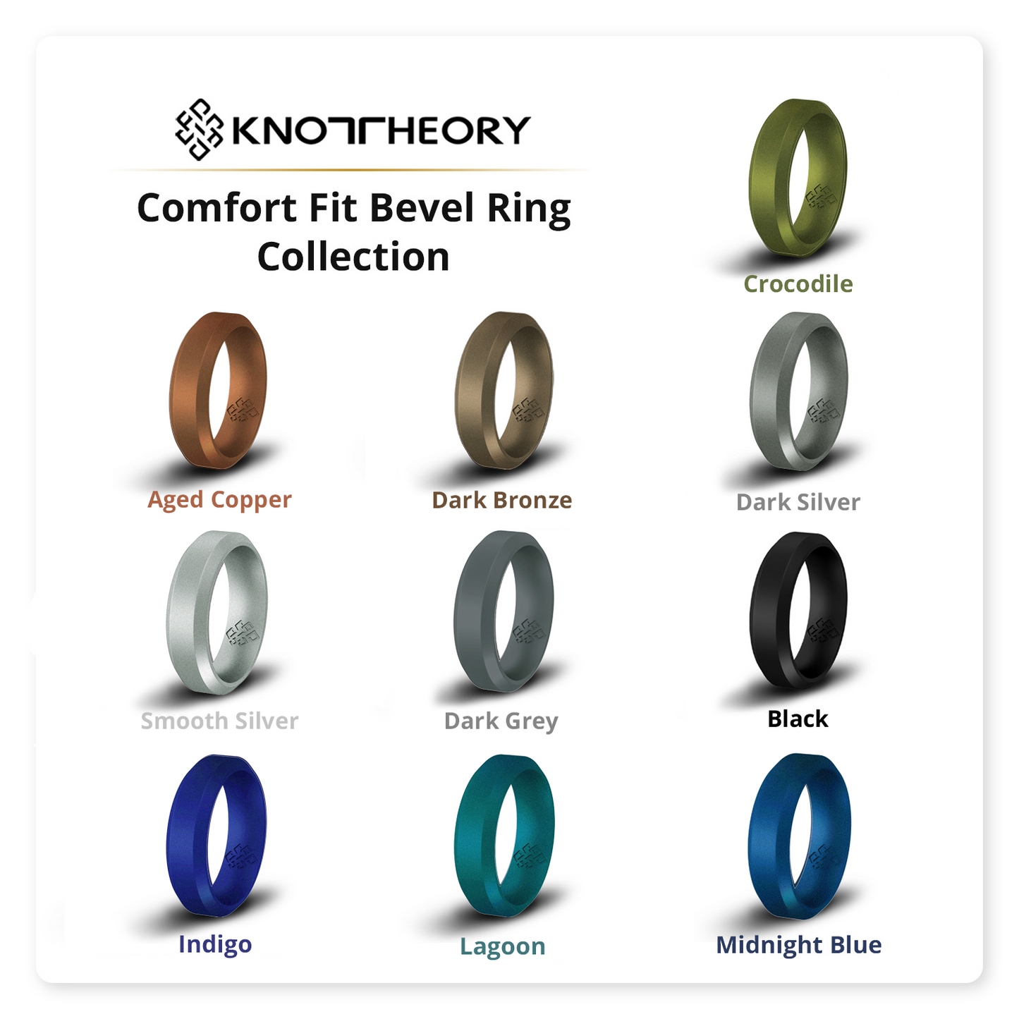 Metal Blue Bevel Edge Breathable Silicone Ring