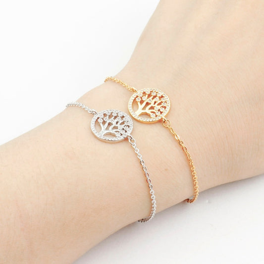 Clear Crystal Tree Of Life Lucky Charm Bracelet