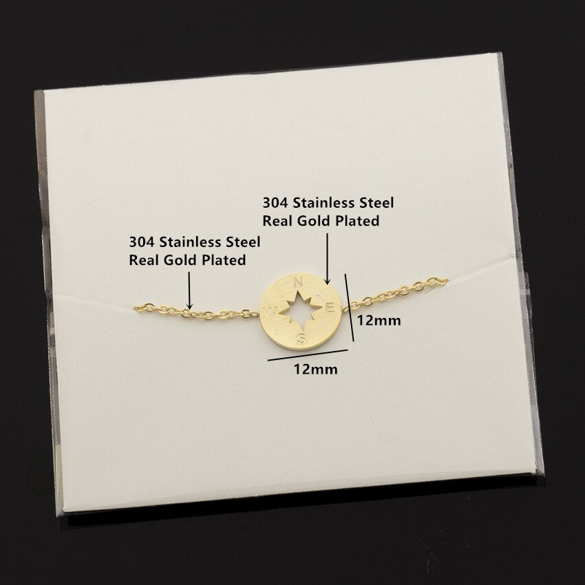 Gold Compass Bracelet SSDainty Disc