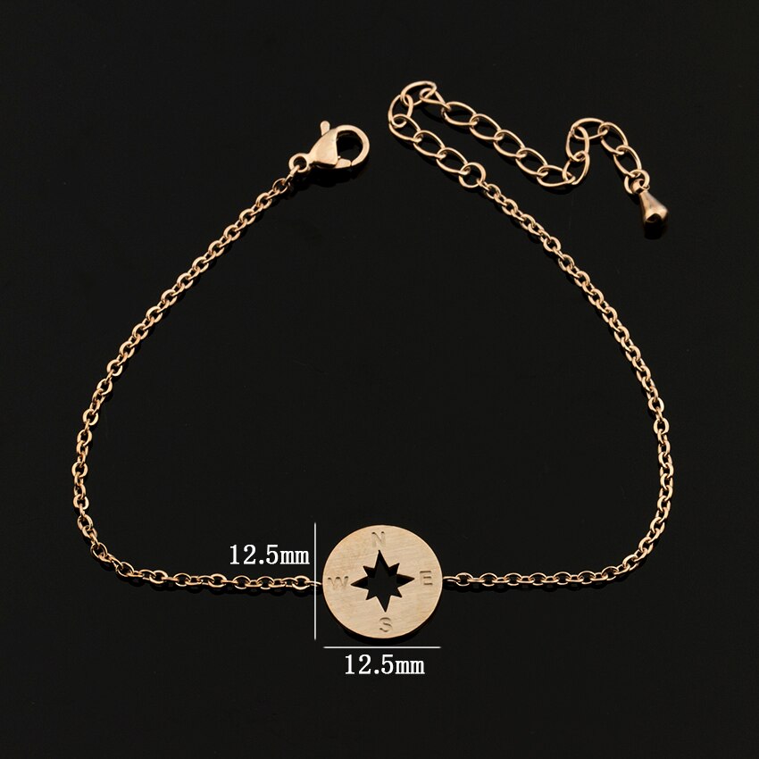 Gold Compass Bracelet SSDainty Disc