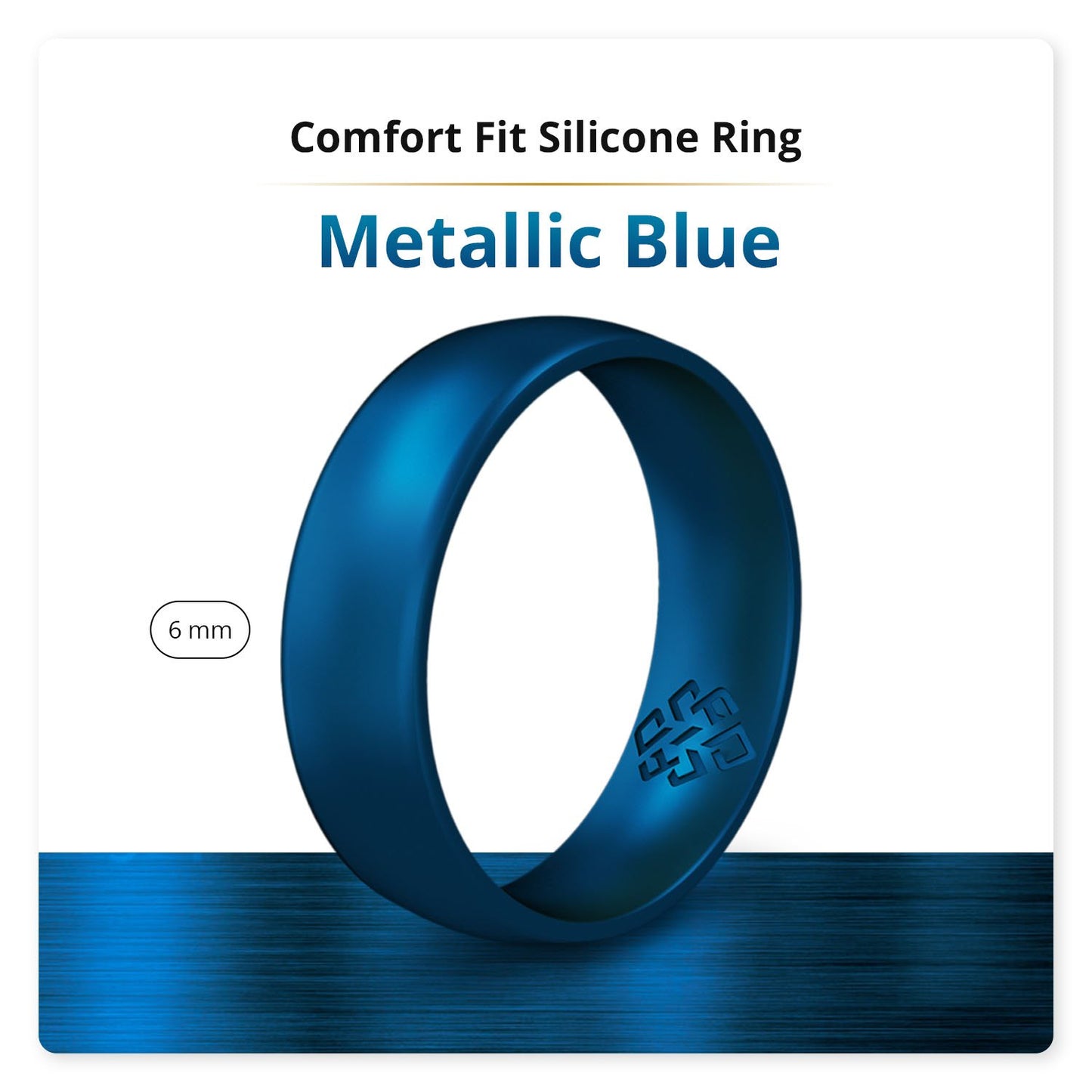 Metallic Blue Breathable Silicone Ring For Men and Women