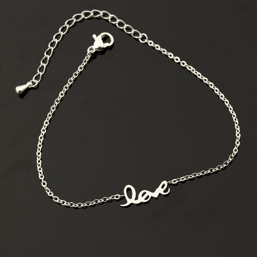 Simple Letter Charm Bangles Women SS