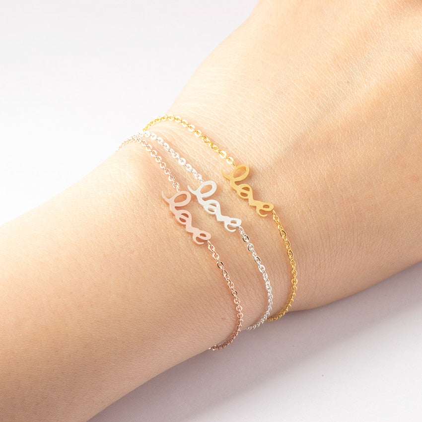 Simple Letter Charm Bangles Women SS