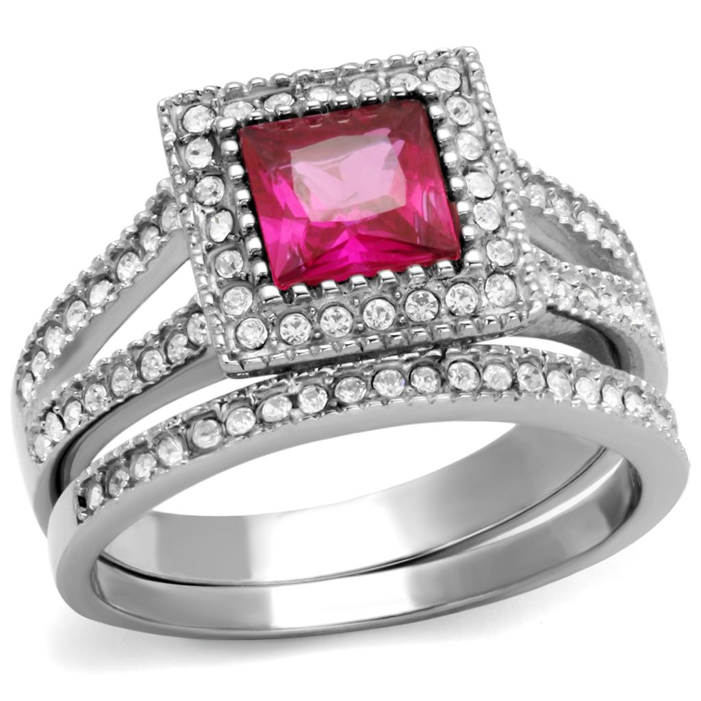 SS Rectangle Ruby CZ