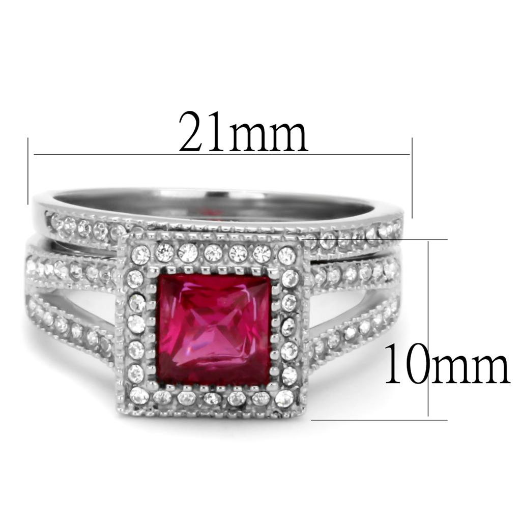 SS Rectangle Ruby CZ