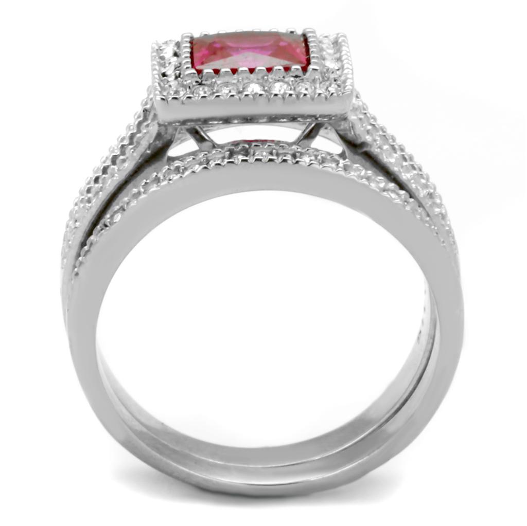 SS Rectangle Ruby CZ