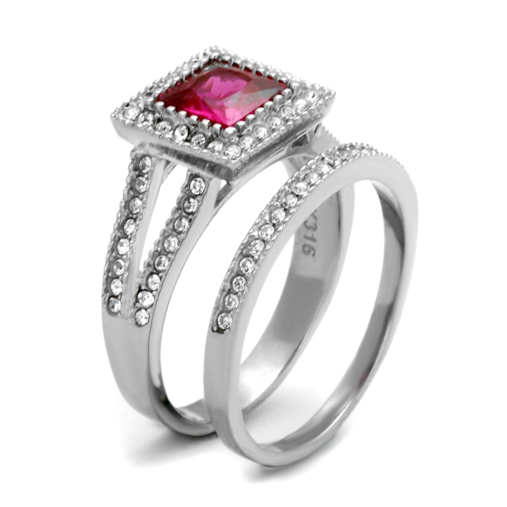 SS Rectangle Ruby CZ