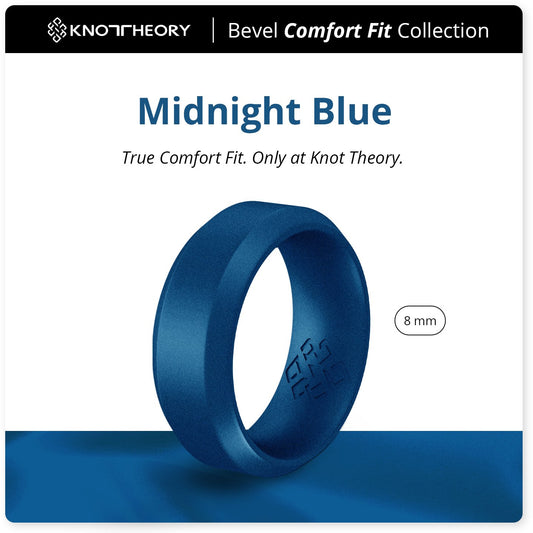 Metal Blue Bevel Edge Breathable Silicone Ring