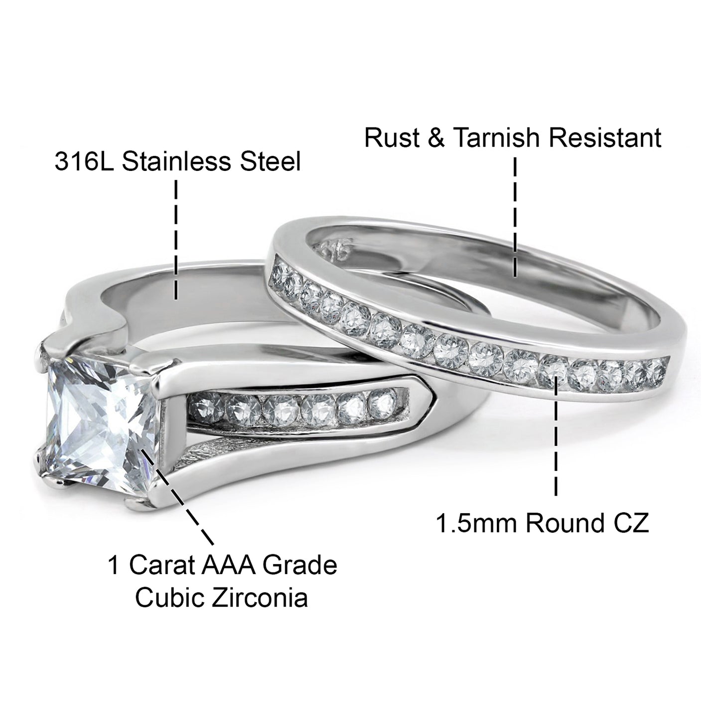 Women SS Bridal Sets Wedding Rings