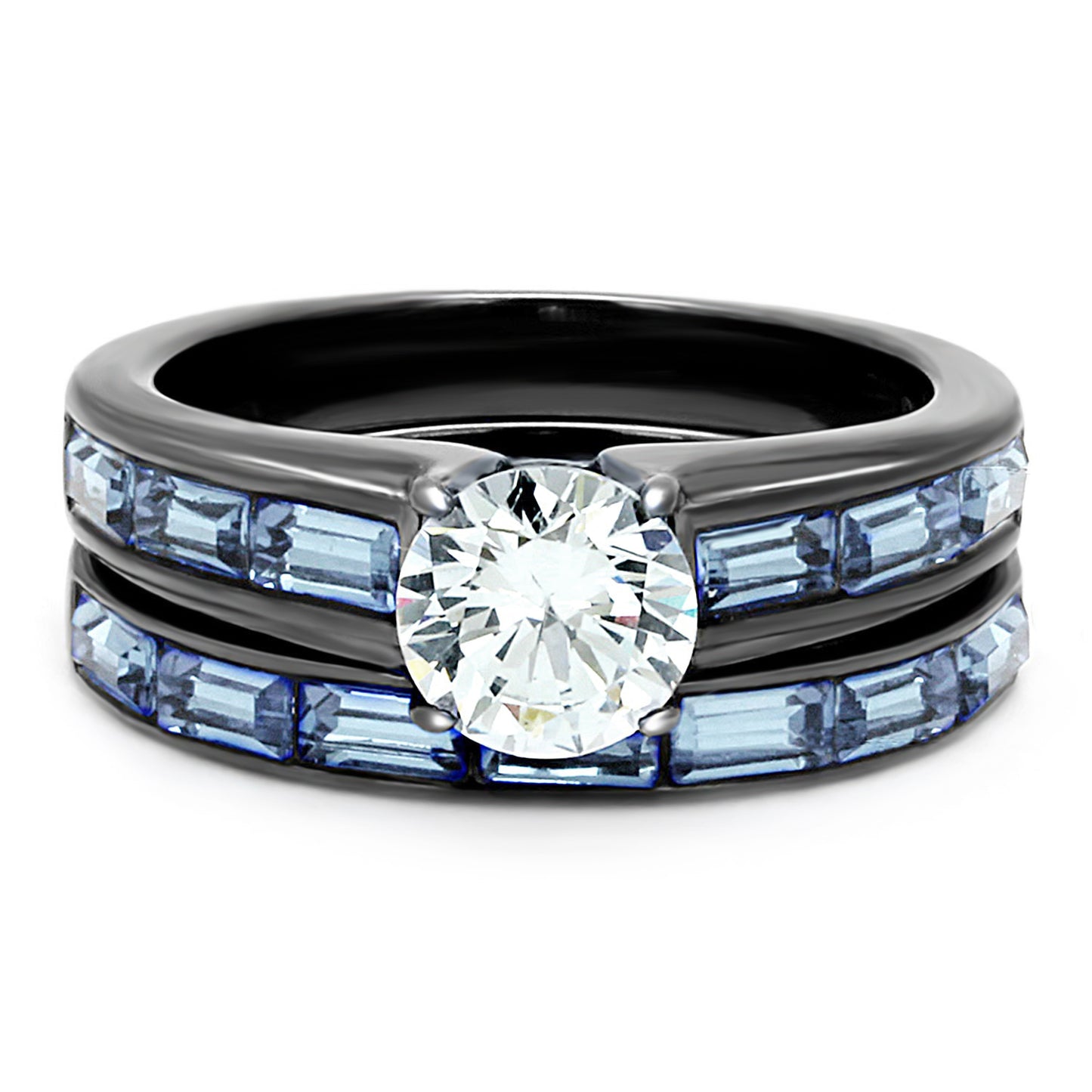 Women's Clear & Light Blue CZ Wedding Rings Set