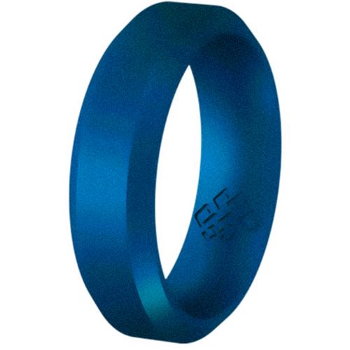 Metal Blue Bevel Edge Breathable Silicone Ring