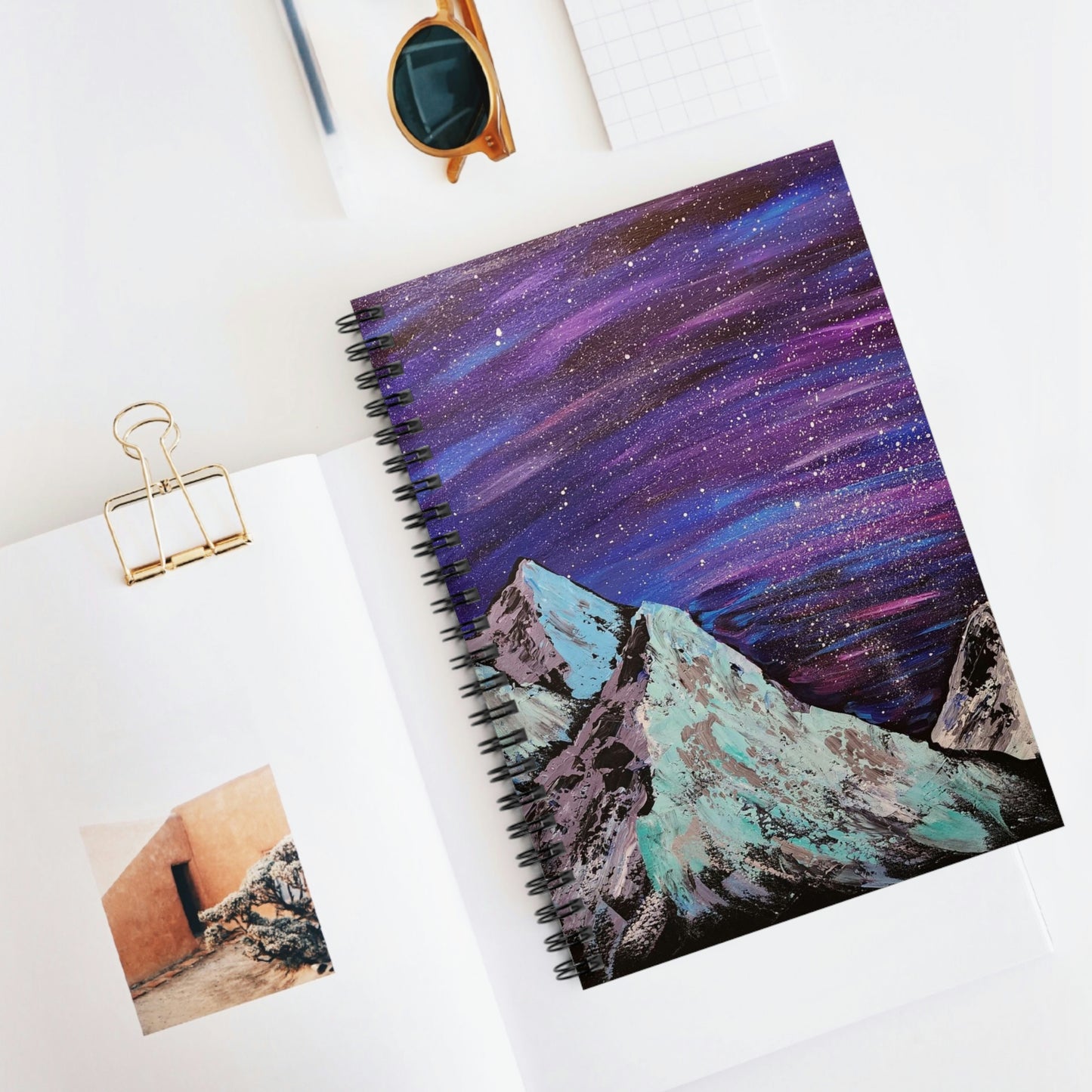 Mountain Scape Painting Spiral Notebook - Ruled Line